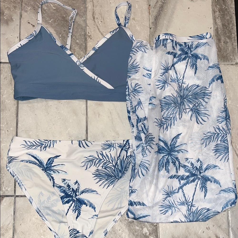 Blue and White Kids Swim Bikini Set